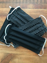 Load image into Gallery viewer, Face Mask  Black and Polka dot- Reusable &amp; Washable