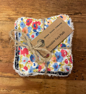 Eco Friendly Facial Pads, Reusable Facial Wipes, Make Up Remover Pads - Blue flowers