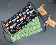 Child Face Mask - Reusable & Washable Black Cars