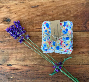 Eco Friendly Facial Pads, Reusable Facial Wipes, Make Up Remover Pads - Blue flowers