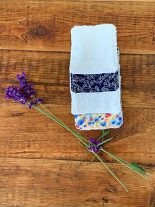 Eco Friendly Facial Pads, Reusable Facial Wipes, Make Up Remover Pads - Blue flowers