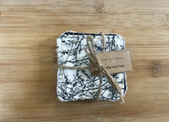 Eco Friendly Facial Pads, Reusable Facial Wipes, Make Up Remover Pads - Black flowers