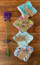 Load image into Gallery viewer, Eco Friendly Facial Pads, Reusable Facial Wipes, Make Up Remover Pads - Blue flowers